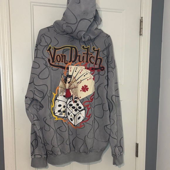 Von Dutch Lucky 8-Ball All Over Print Hoodie - Picture 5 of 6